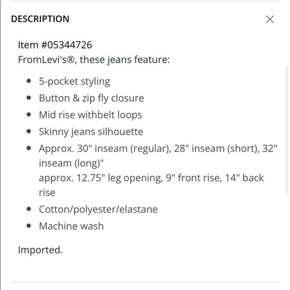 Levi’s Simply Stretch Mid Rise Skinny Jeans Sz 6/ 28 short NWT - Picture 2 of 7